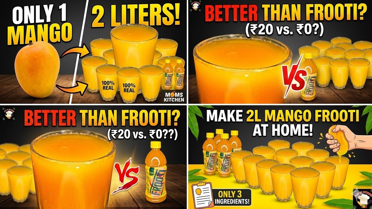 Original Mango Frooti Recipe सिर्फ 1 आम से | 10 गिलास तैयार | लंबे समय तक स्टोर करें