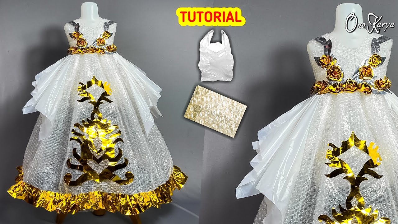 Cara membuat baju costum karnaval 17 Agustus dari plastik kresek dg bubblewrap unik dan sederhana