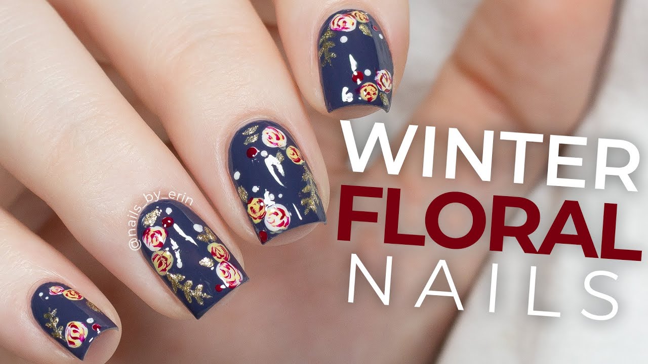 Winter Floral Nails | NailsByErin