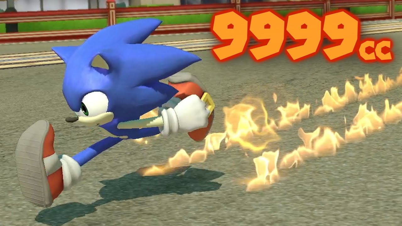 Sonic Running in 9999cc Mario Kart 8 Deluxe! (All Tracks)