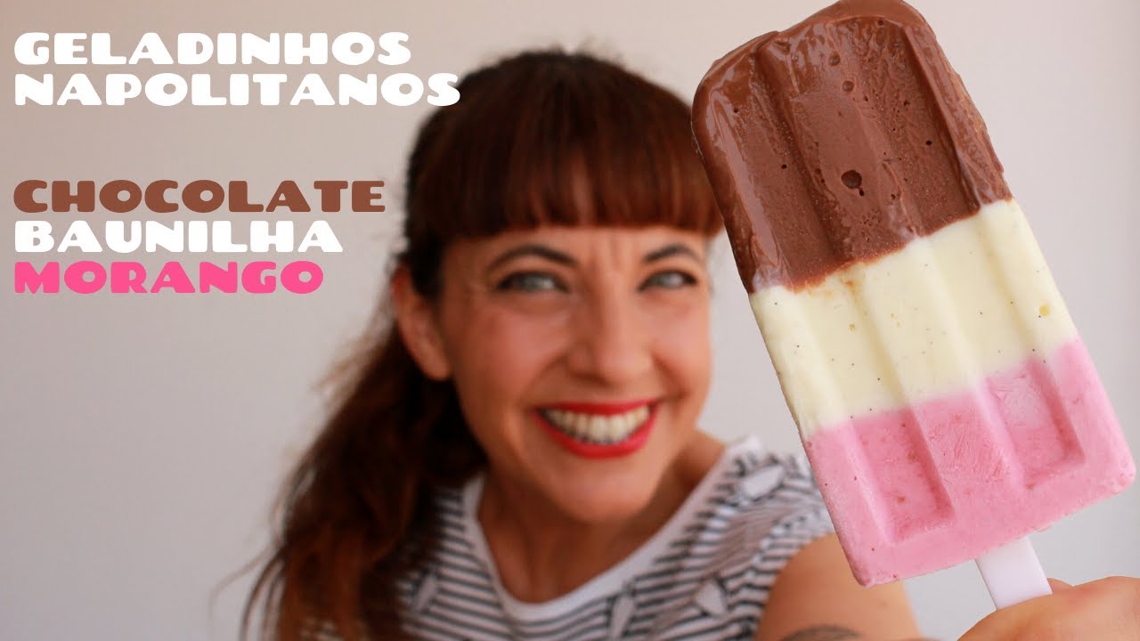 Geladinhos Napolitanos- Chocolate, Baunilha e Morango