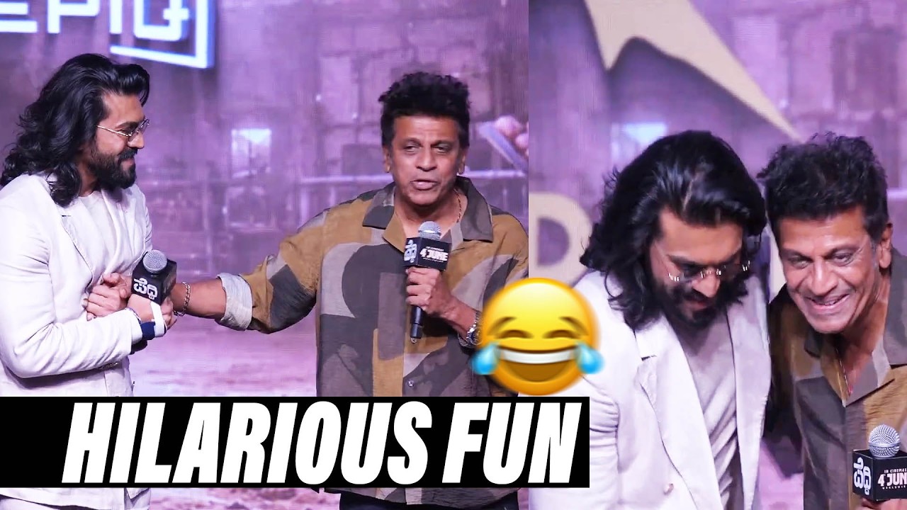 Shiva Rajkumar 😂 Fun Moments with Ram Charan at PEDDI Bangalore Press Meet | @TodayStarsMedia