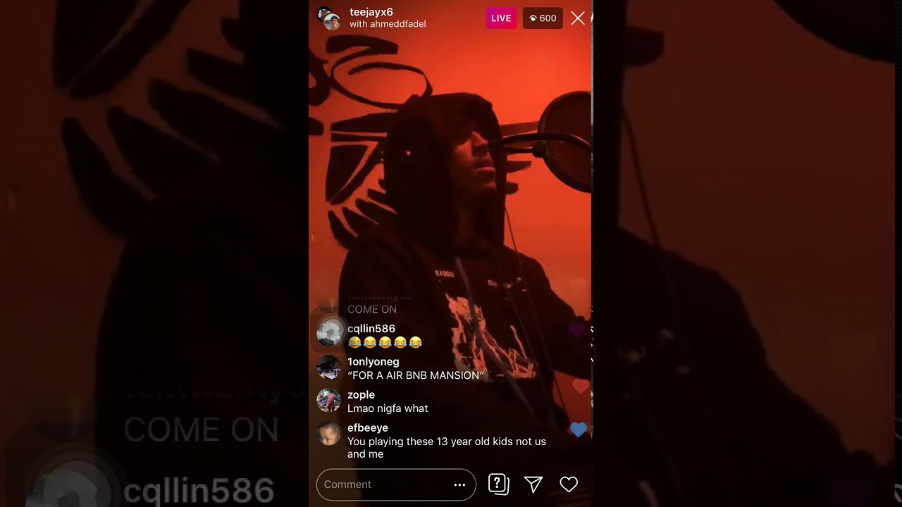 Teejayx6 Recording Song On Live (COME ON)