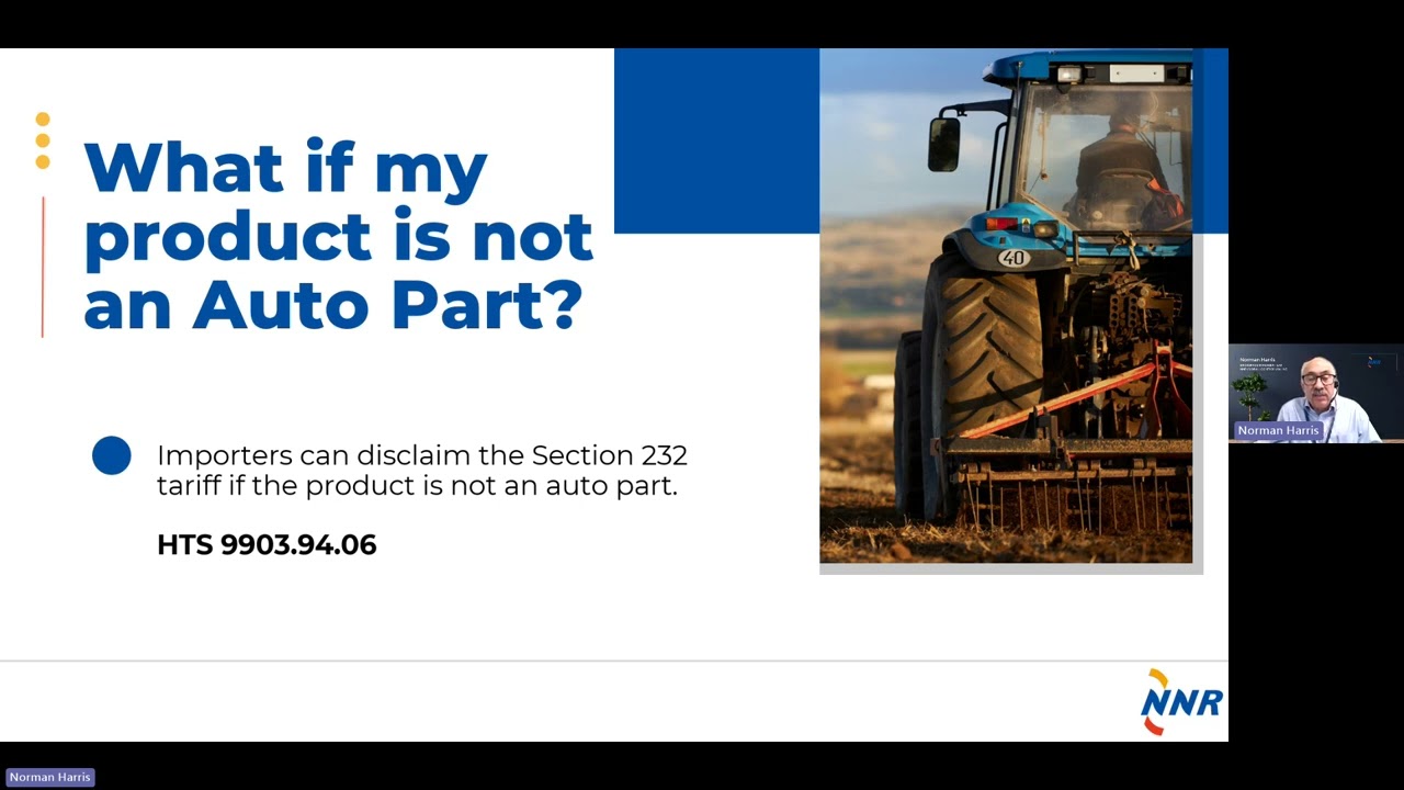 Webinar 4/16/2025: Section 232 Tariffs on Automobile Parts