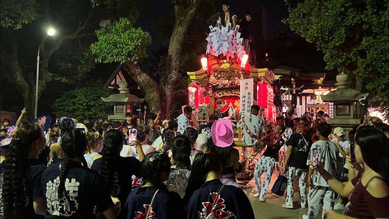 令和7年8月1日生野区清見原神社だんじり夏祭り　宮入　やりまわしなど　中川　腹見　片江　大友