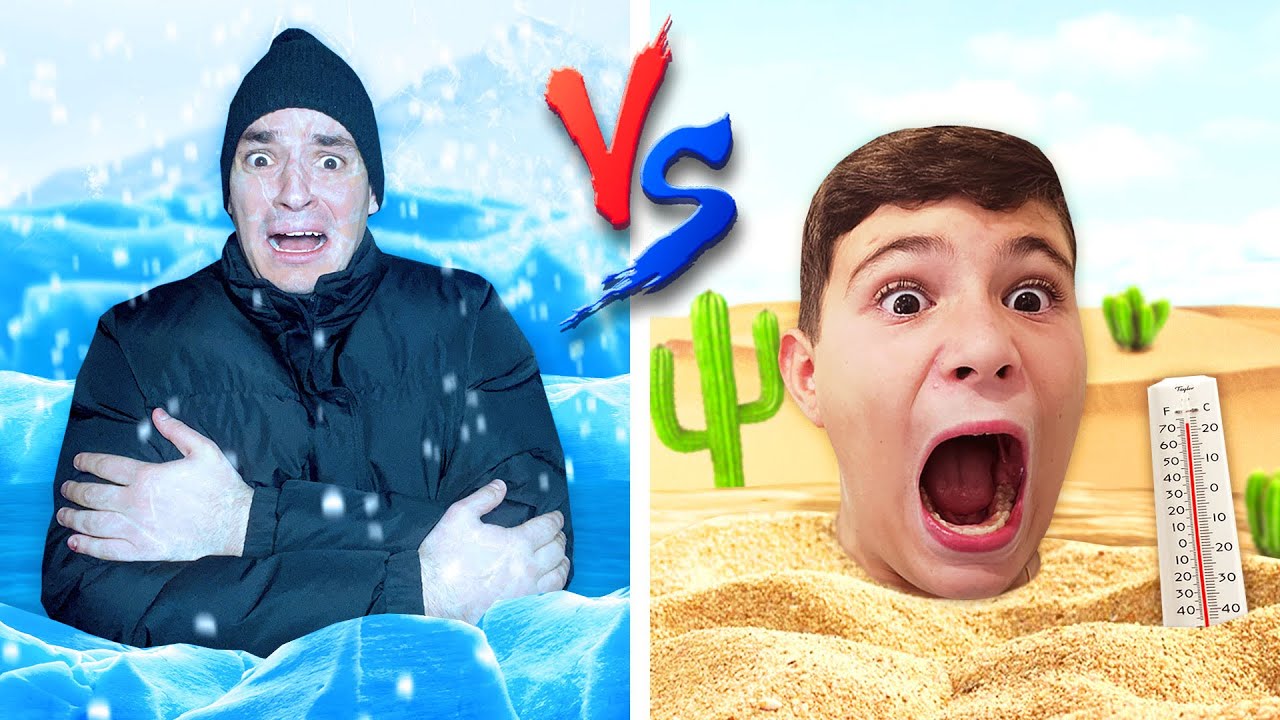 ЖИВЕЕМ НА НАЙ-СТУДЕНОТО VS. НАЙ-ТОПЛОТО ВРЕМЕ ЗА 24 ЧАСА! | EXTREME HOT VS COLD CHALLENGE!