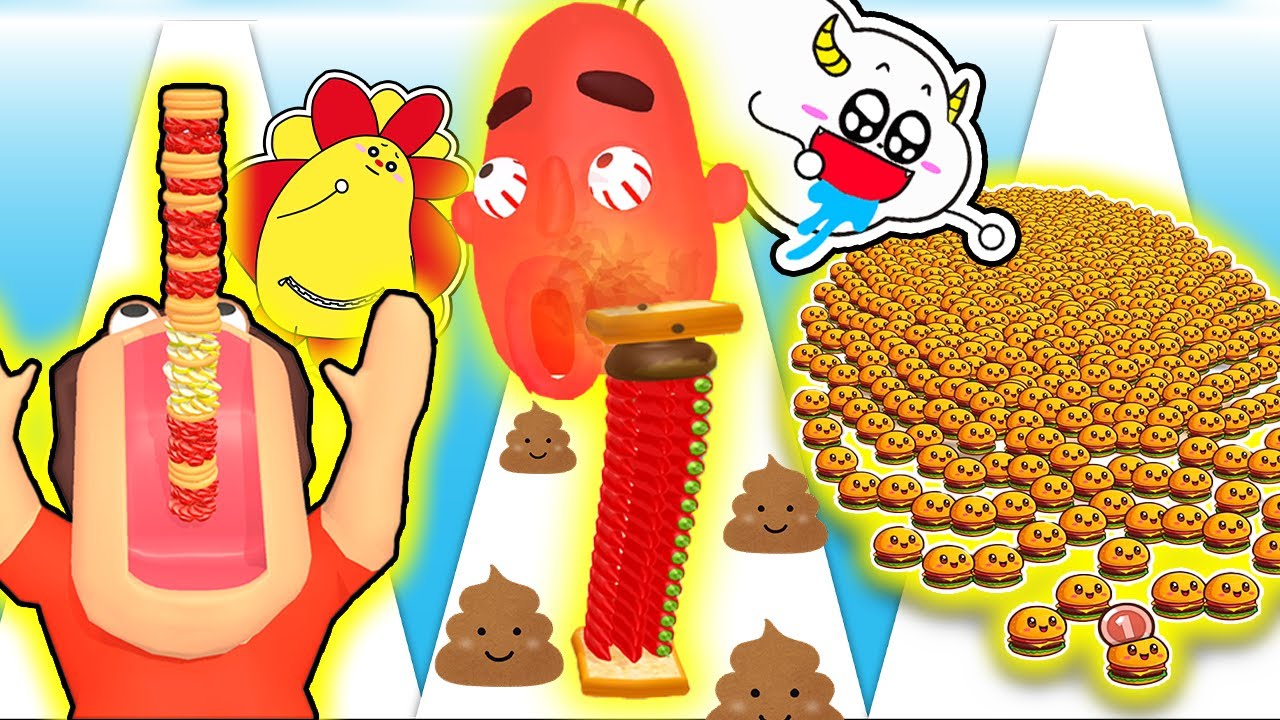 サンドイッチやパンケーキやハンバーガーを巨大にする！？美味しい食べ物を作って巨人に食べさせちゃおう♪【ランゲーム・rungame】【まとめ・総編集】ゲーム実況｜★サンサンキッズGAMES★