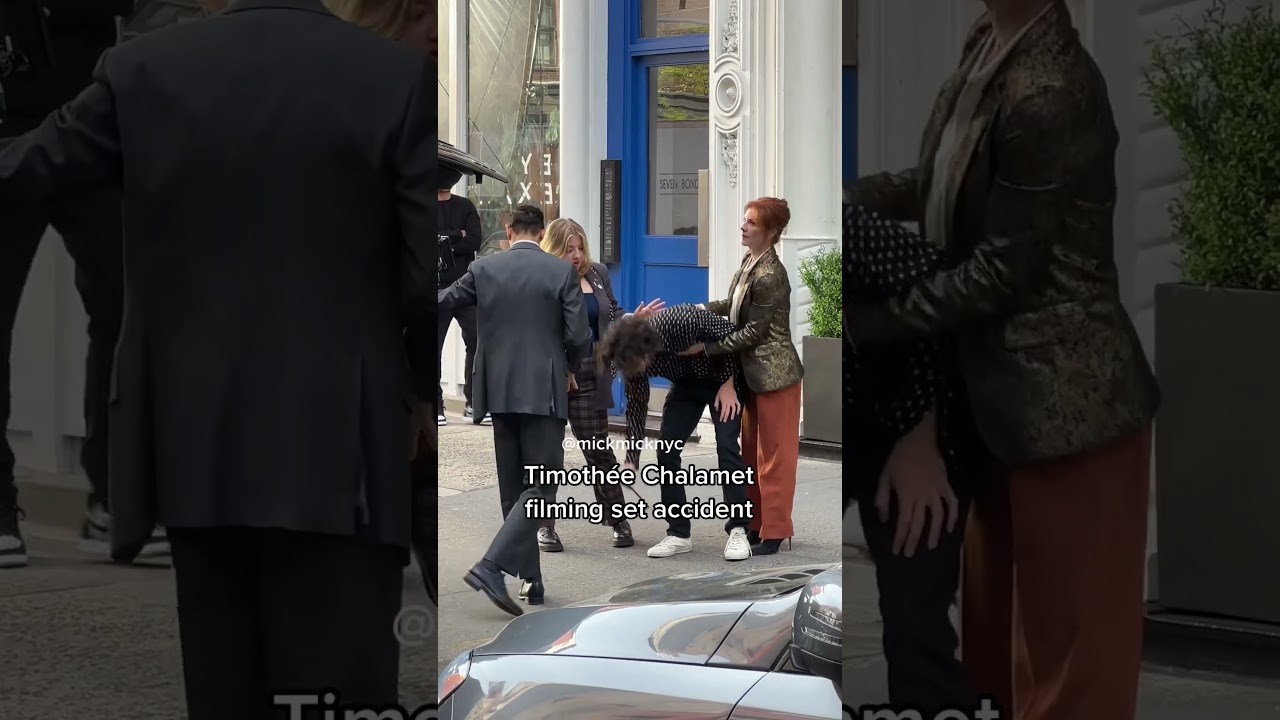 Kylie Jenner new boyfriend, Timoth&eacute;e Chalamet, having a painful accident on NYC set ❤️&zwj;🩹