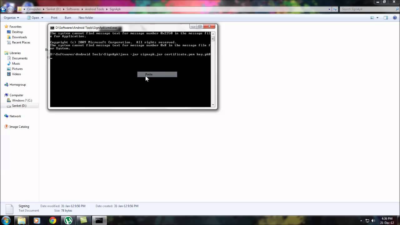 TUTORIAL for signing an .apk file using SignAPK[HD]