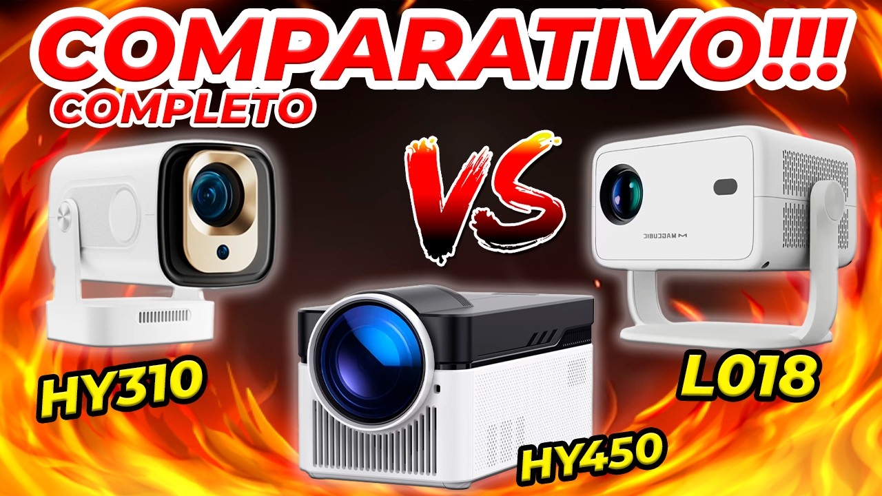 Qual é o melhor projetor?  L018 VS Hy450 VS Hy310 MAGCUBIC.  Comparativo Completo!!!