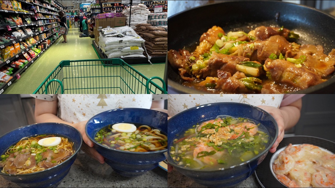 Grocery shopping in Canada, making Vietnamese sweet and sour soup, simmered shrimp with coconut milk