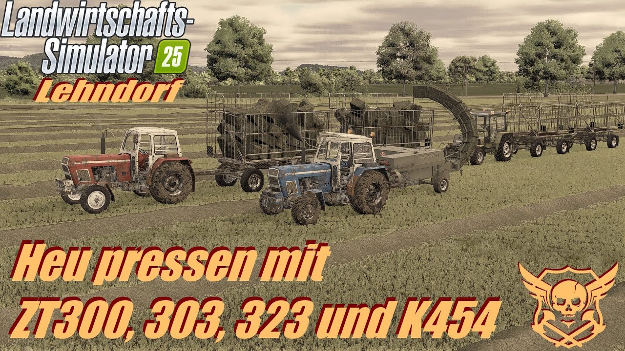 LS25 Lehndorf #031 | Heu pressen mit K454 ZT 300, 303, und 323 | #ls25