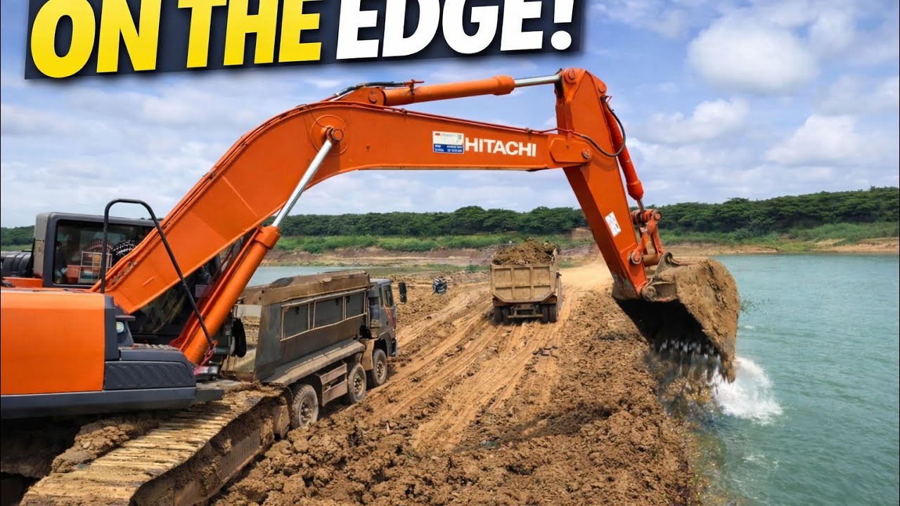 One Wrong Scoop and This Excavator Is IN THE RIVER!