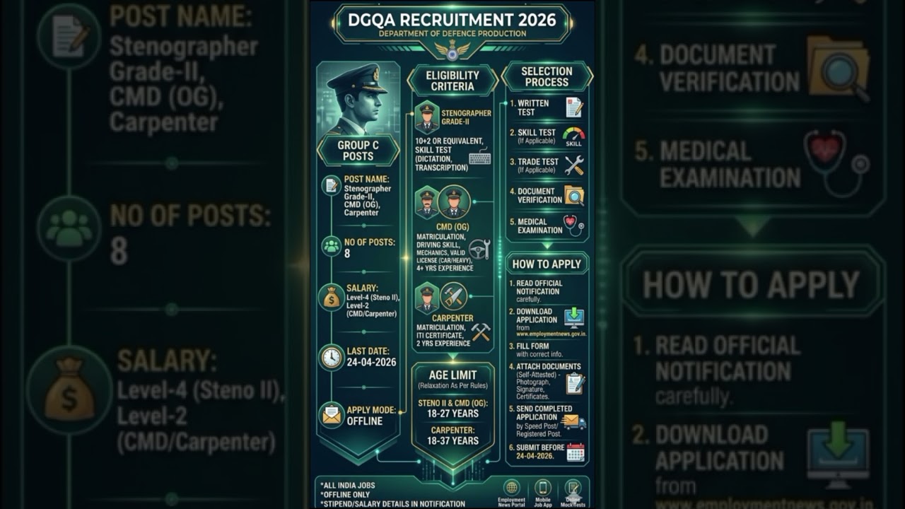 DGQA Recruitment 2026  #LatestJobs2026#JobAlert2026