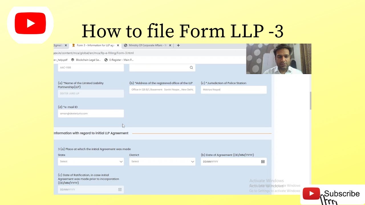 How to file Form LLP-3 II How to file initial LLP agreement
