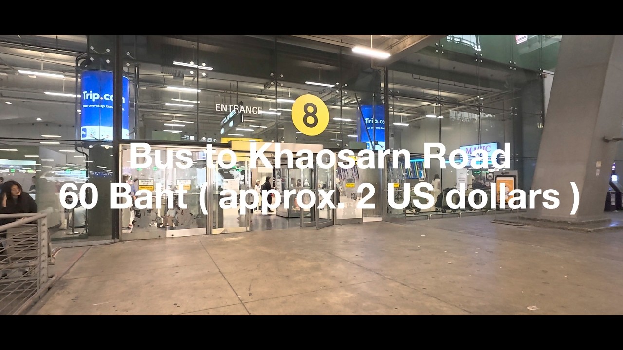 【4K】How to Go Khaosarn Road by bus at Suvanabhumi Airport