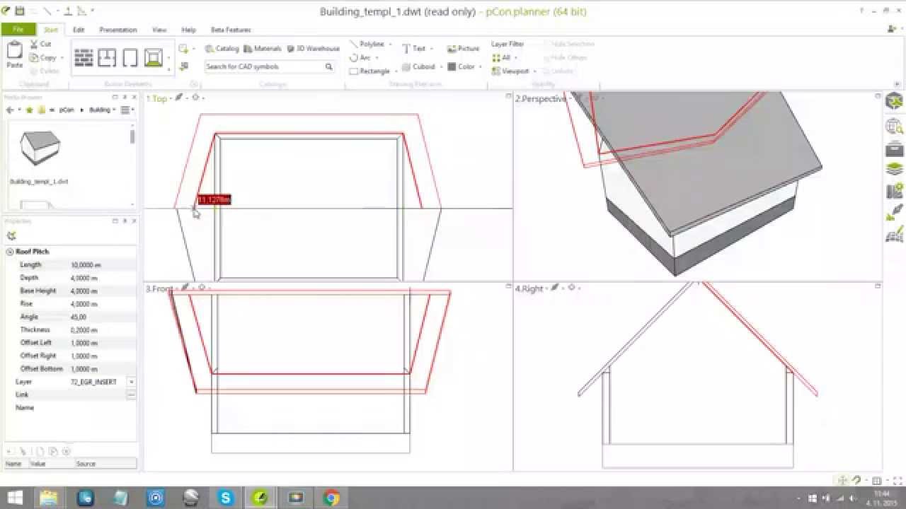 Editing of gable roof created in pCon.planner 7.2