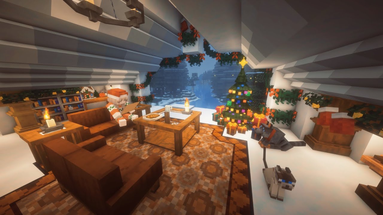 Snow Cave in a Winter Wonderland | Minecraft Relaxing Music + Christmas Ambience (Wind, Snow & Fire)