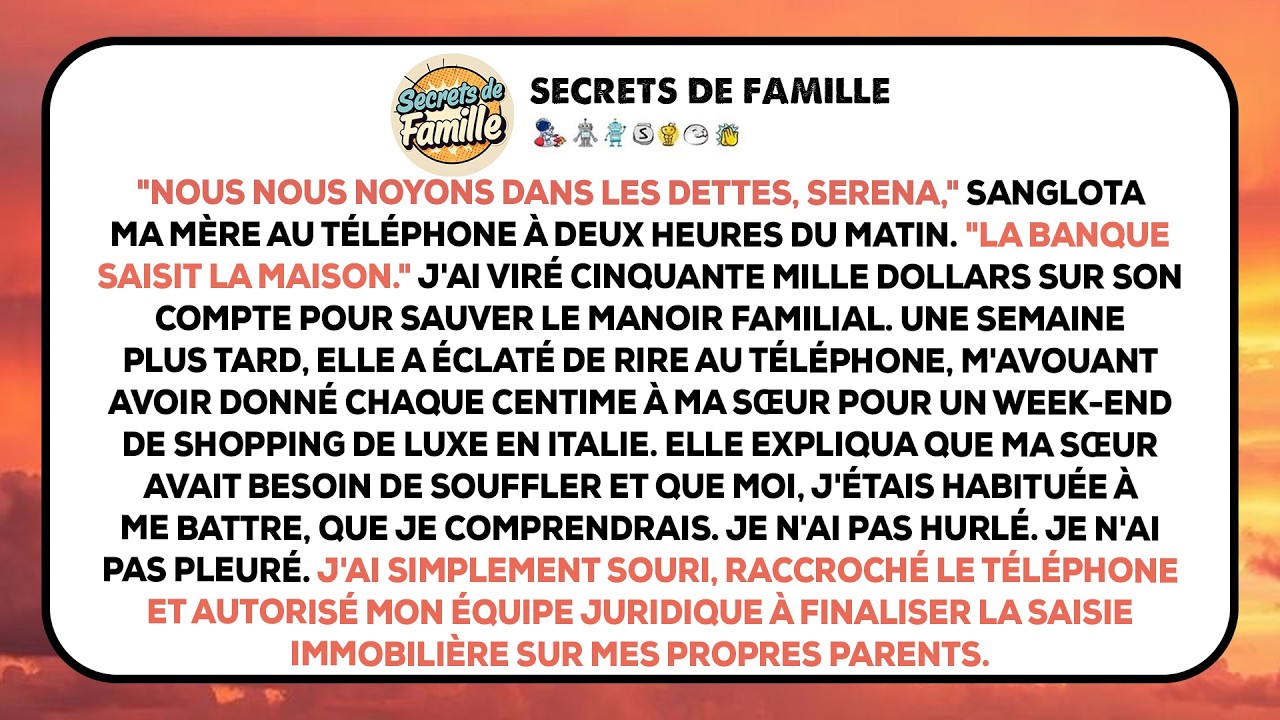 J'ai envoyé 50 000 $ pour aider mes parents à rembourser leurs dettes, et j'ai ensuite découvert...