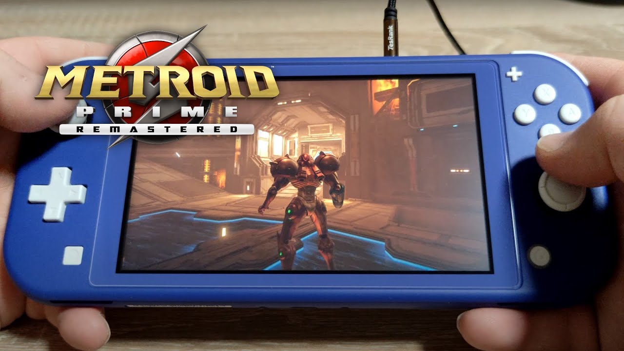 Metroid Prime Remastered / Nintendo Switch Lite blue gameplay / Handheld Mobil Gaming / 4k 60fps