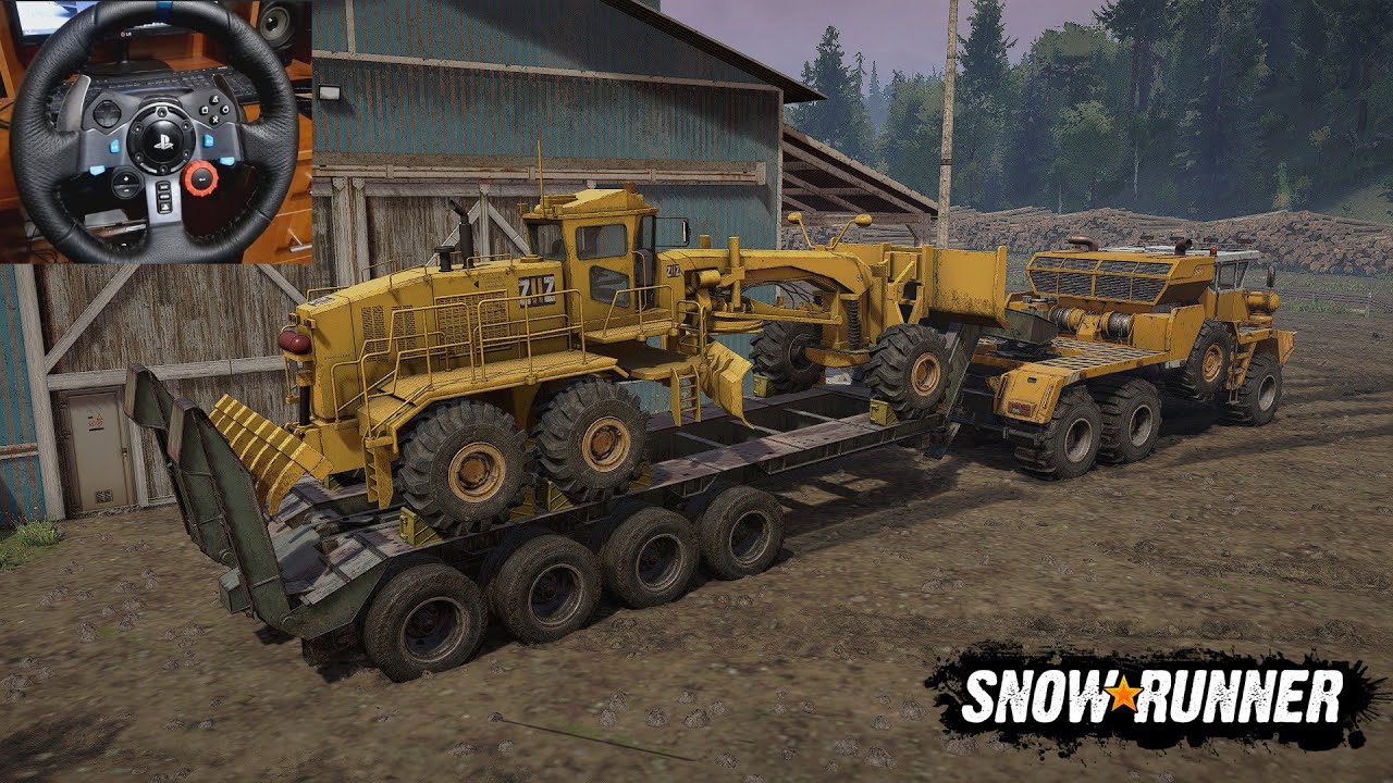 Sleiter ST 816 с гигантом Z2 ZIIZ 120M на прицепе | SnowRunner | Logitech G29