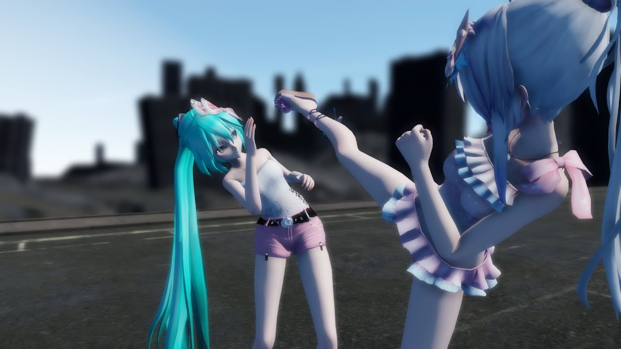 [miku vs haku] Miku and Haku are fighting in the ruins, who do you hope will win?