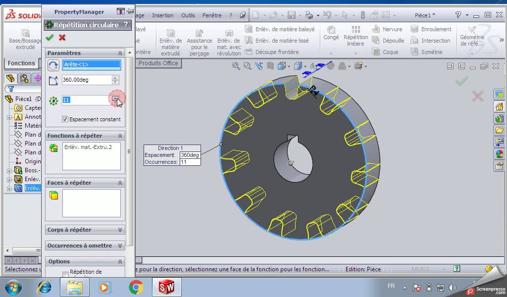 engrenage roue dentée hélicoïdale solidworks
