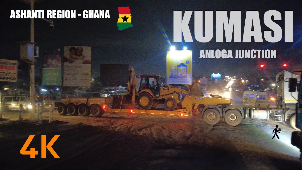 Anloga Junction at Night Walk in Kumasi Ghana 4K