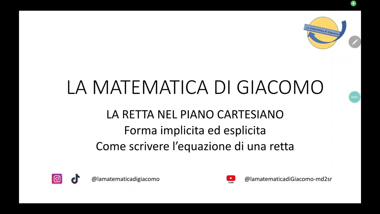 Equazione implicita ed esplicita della retta.