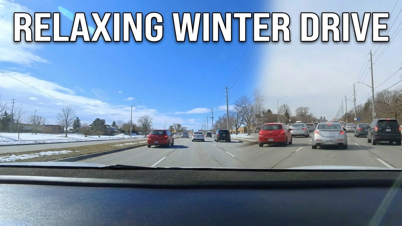 Clear Winter Day - Relaxing Suburban Commute Drive