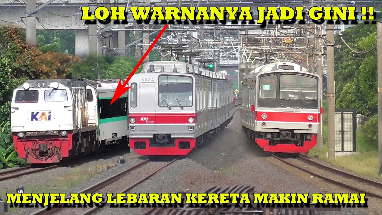 RAMAINYA KERETA Api Di stasiun Tersibuk Jakarta Cakung Menjelang Lebaran: Spesial UjiCoba New Livery