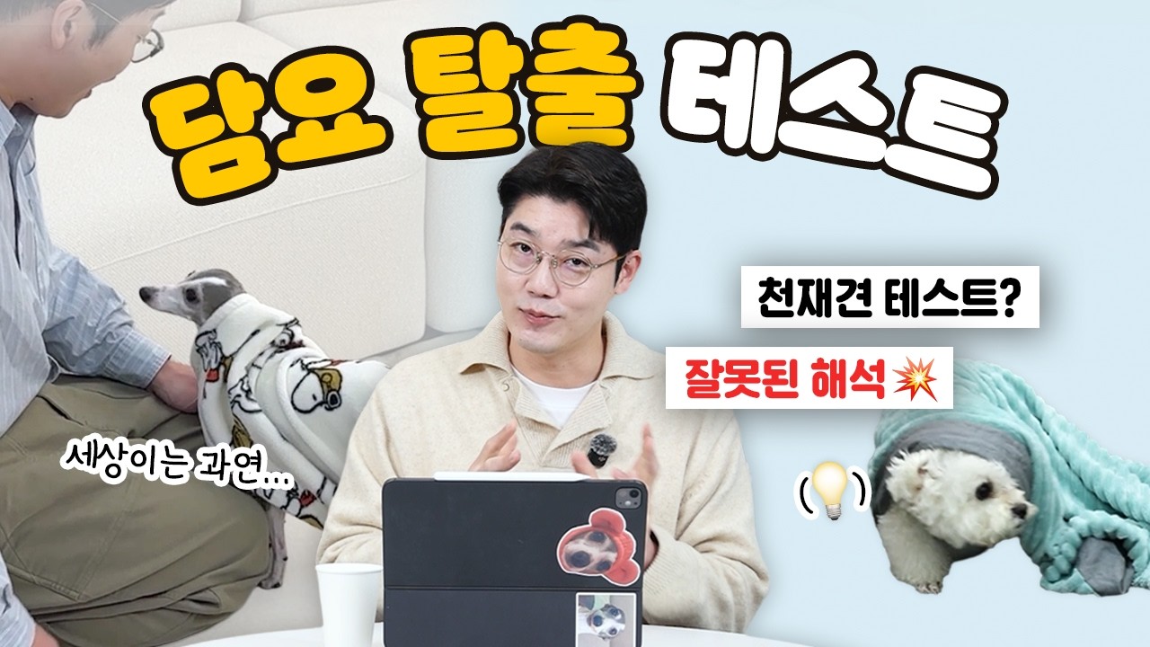 (🐶 : 내가 천재견?) 담요 탈출 테스트 방법과 올바른 해석 | 설채현 행동학 수의사