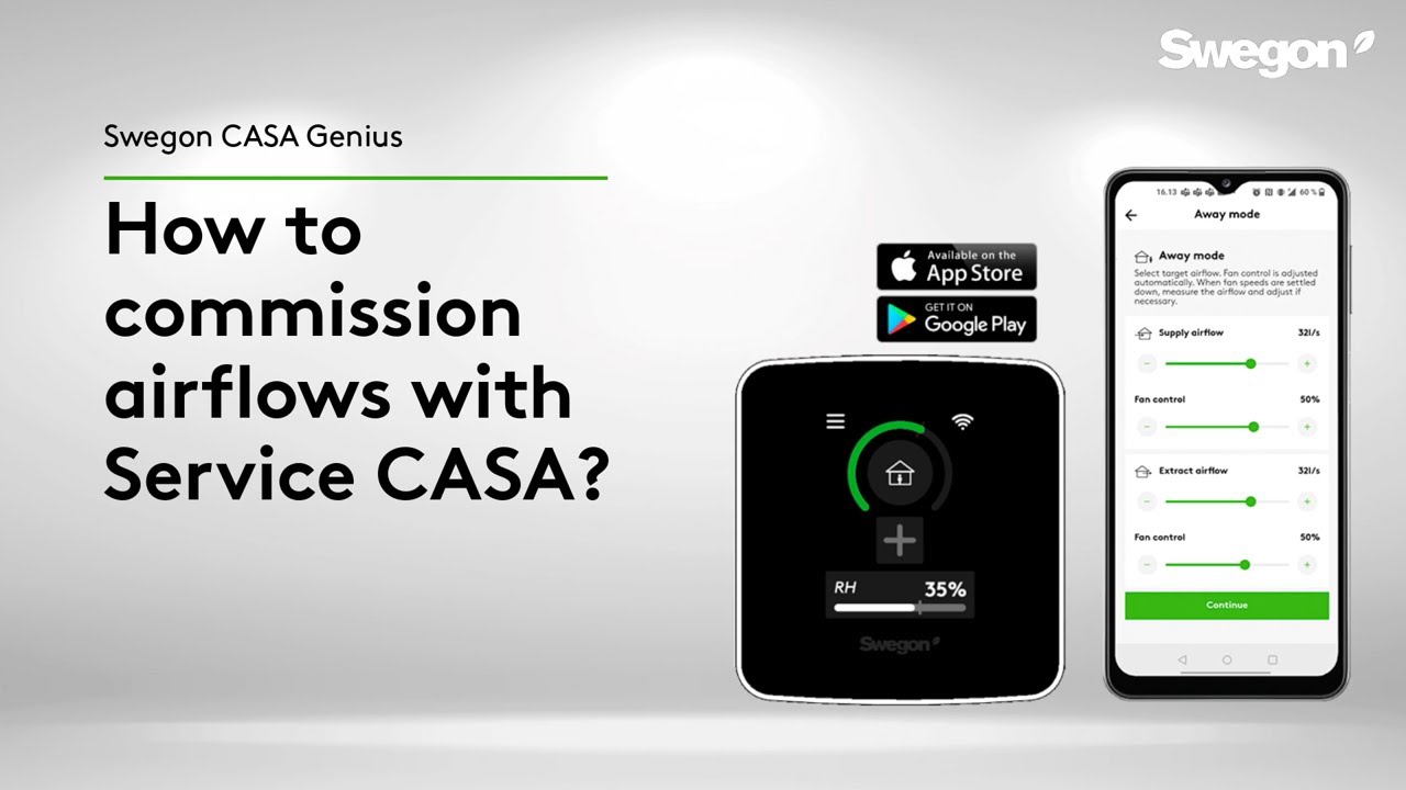 Swegon CASA Genius - How to commission airflows with Service CASA app?