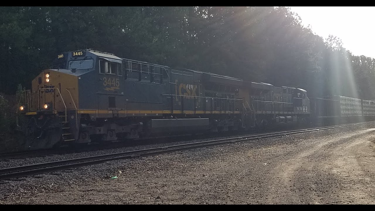 CSX Train Q582 With CSX Leader 3445 At Catawba SC On The CSX Monroe Subdivision. 5-4-2021