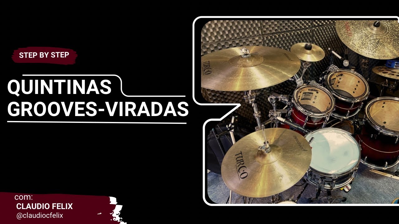 🥁VIRADAS GROOVES-QUINTAS- APRENDA A FAZER DE FORMA FACIL!!!|AULA DE BATERIA|