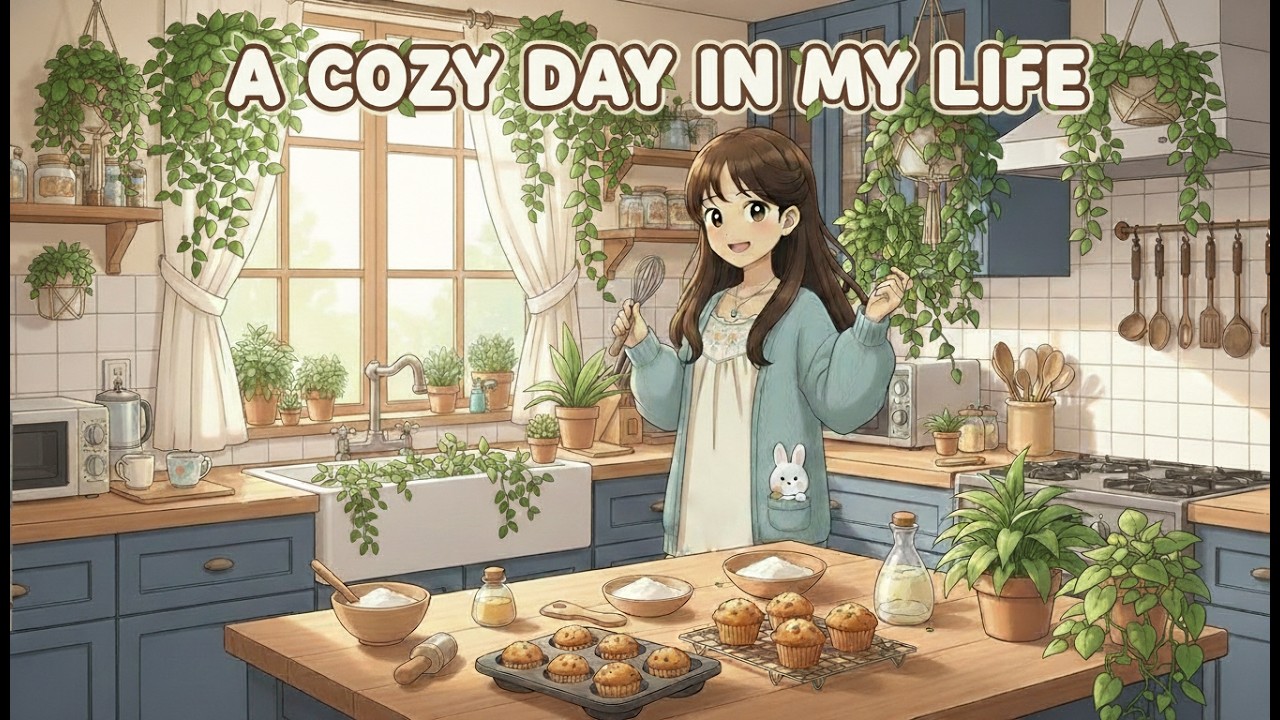 Plant Mom Bakes 🌿 A Cozy Day in My Life | Ghibli-Style ASMR | Cooking & Slow Living (No Talking)