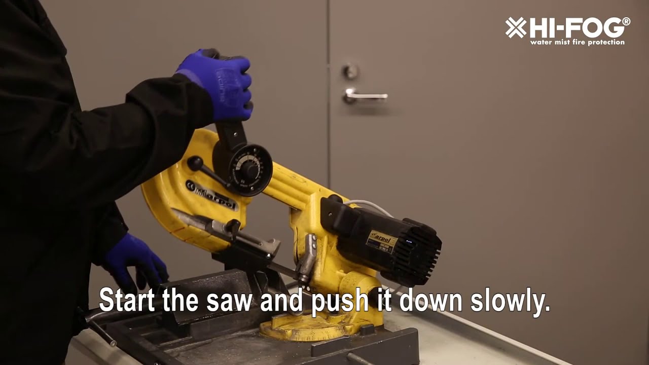 How to cut HI-FOG pipe with a band saw