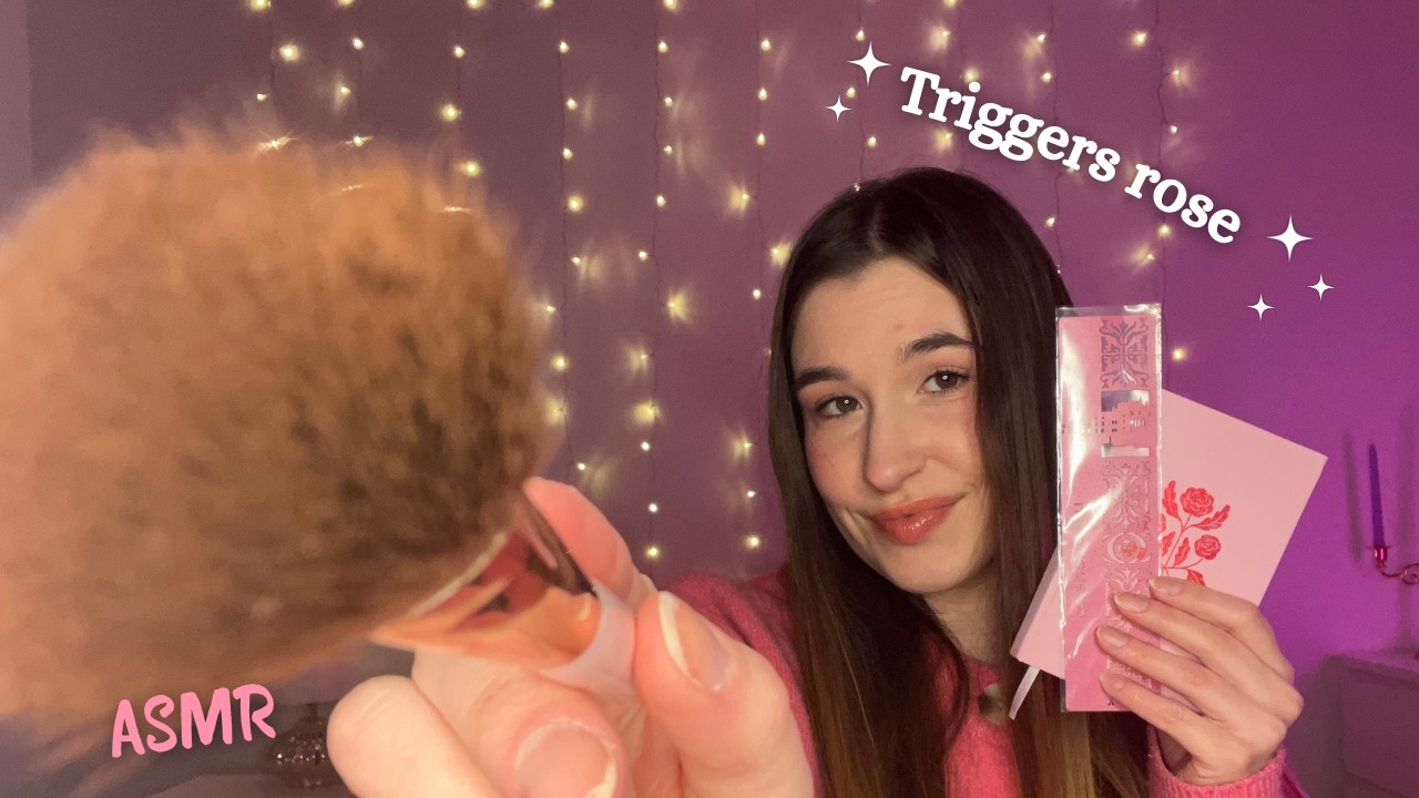 ASMR | Des triggers rose pour te détendre 🌷🎀 (tapping, brushing, scratching, crinckle, tracing…)