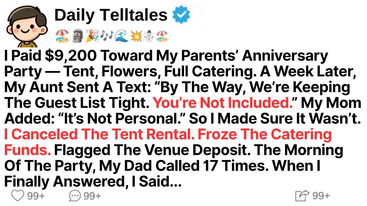 I Paid $9,200 Toward My Parents’ Anniversary Party — Tent, Flowers, Full Catering. A Week Later...