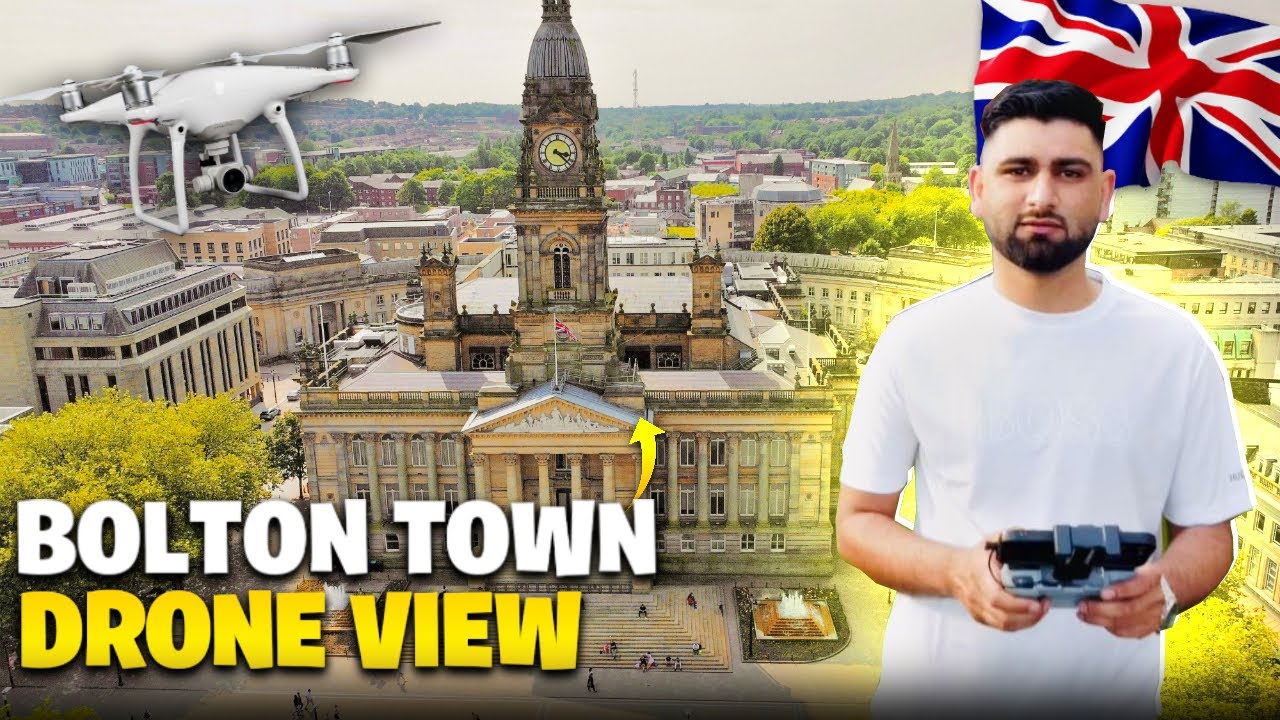 Bolton town centre Drone view || beautiful weather in uk 🇬🇧
