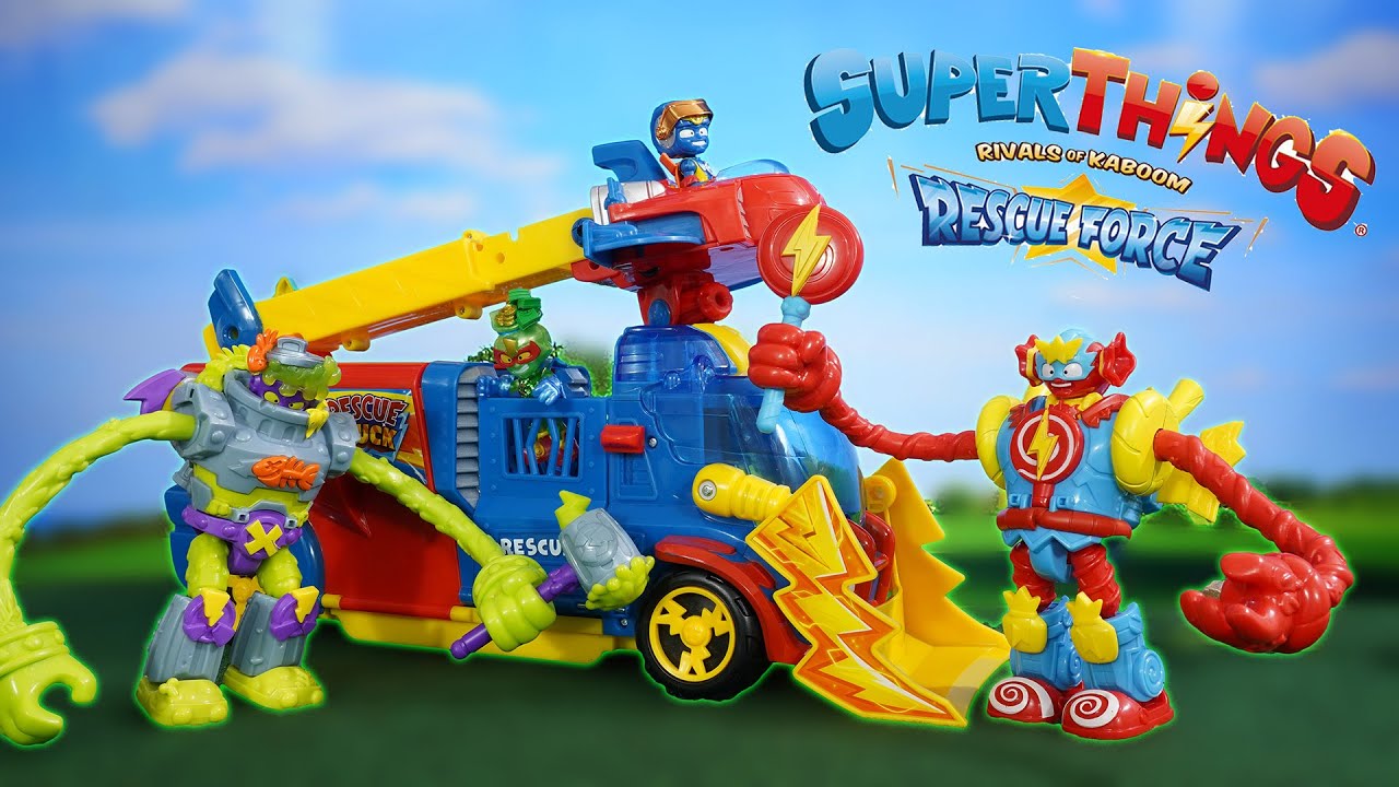SuperThings Rescue Truck - Power Arms TRASHER i SUGARFUN w akcji! 💪 ciężarówka  superbohaterów 🚛
