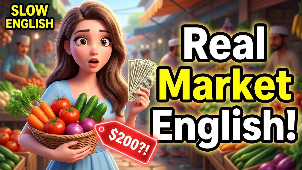Real Market English Conversation Slow English | Learn Daily English at the Vegetable Market