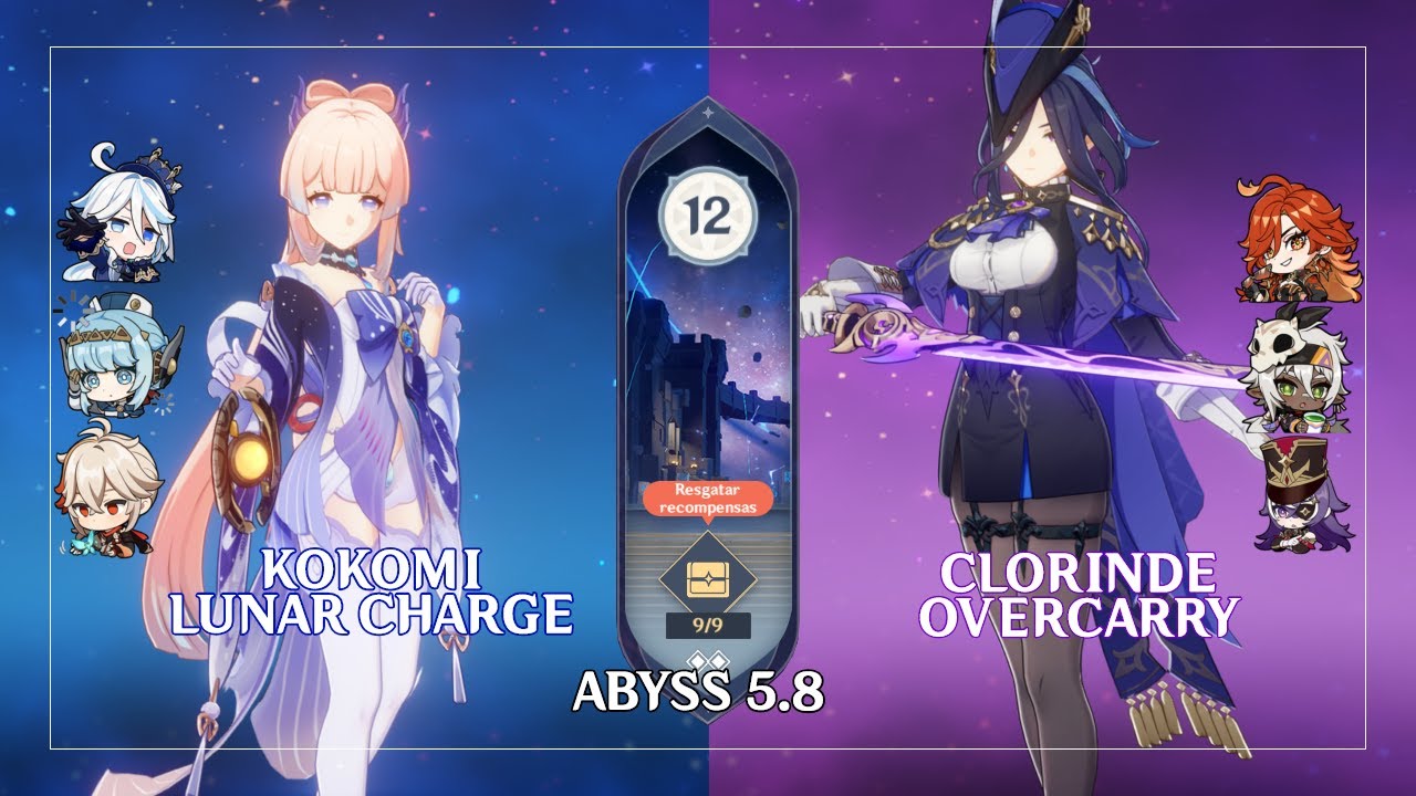 C0 Kokomi Lunar Charge & C0 Clorinde Overload | Genshin Impact Abyss 5.8 Floor 12 9 Stars