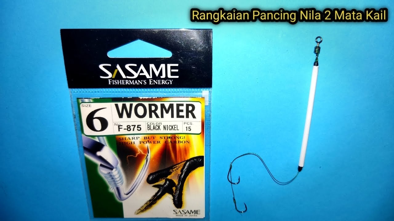 Rangkaian Pancing Nila 2 Mata Kail Umpan Lumut