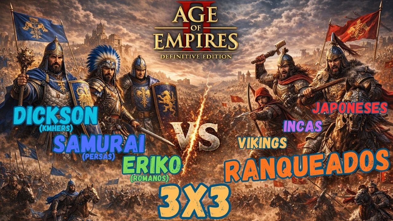 AGE OF EMPIRES 2 DE - TEAM GAME 3x3 - DICKSON SAMURAI & ERIKO vs RANQUEADOS. PRA CIMA DELES!
