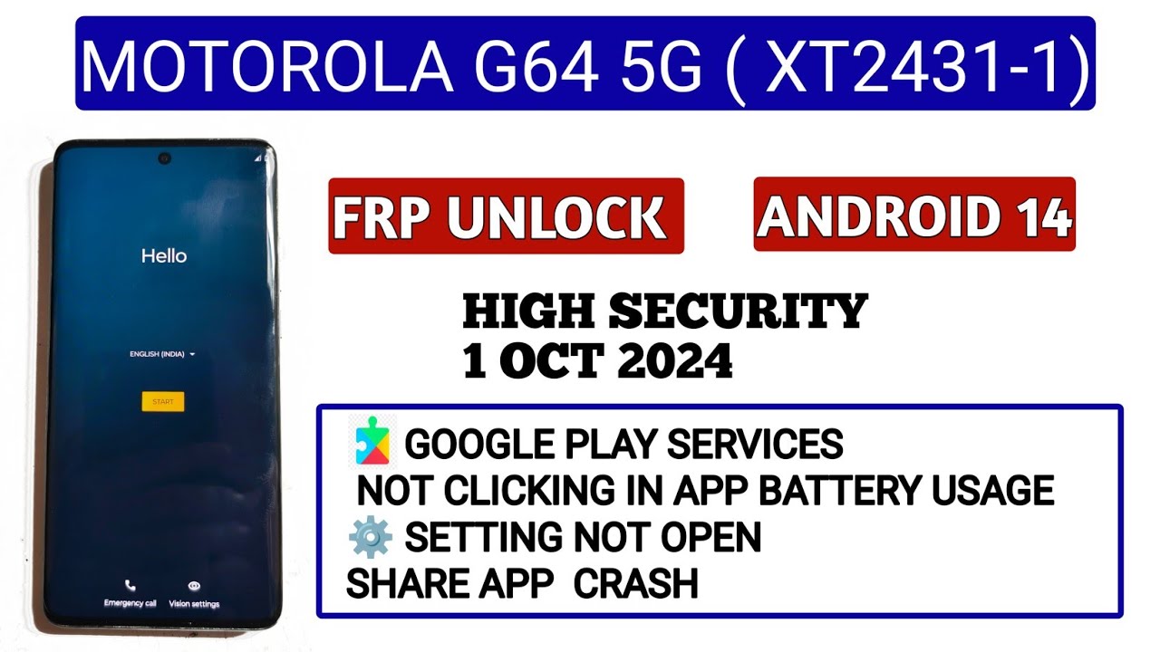 MOTO G64 5G FRP BYPASS ANDROID 14 GOOGLE PLAY SERVICES APP NOT OPEN || MOTO FRP BYPASS ANDROID 14