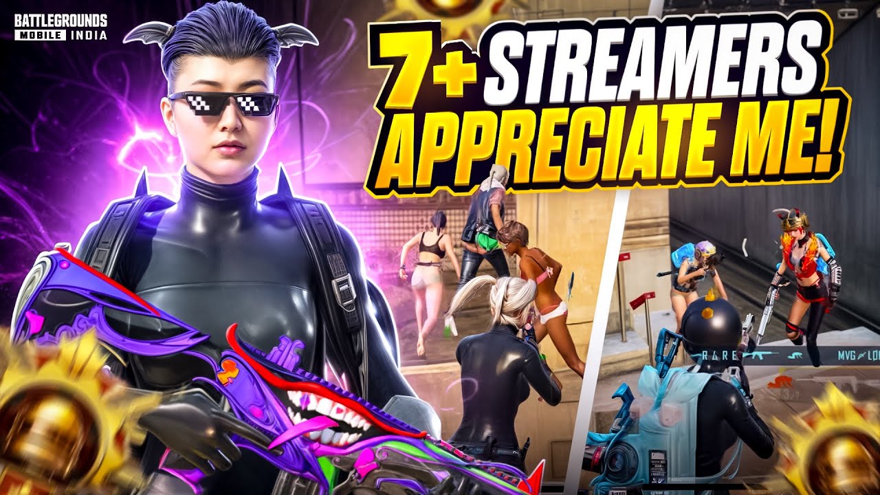 7+ Streamers Appreciate Me!🥰 | Rare vs 7+ Streamers 💀 | Fastest 4 finger player🔥 | BGMI🔱