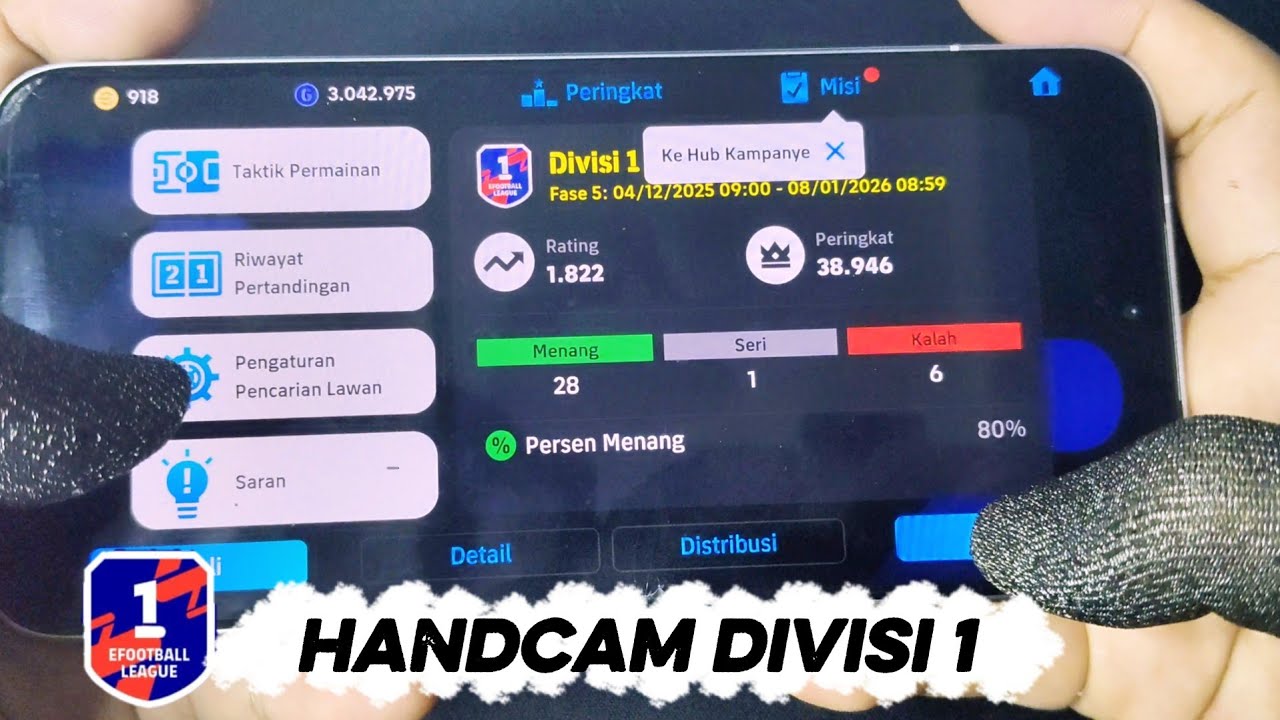 PUSH RANK DIVISI 1 HANDCAM | YANG MAU BELAJAR GAMEPLAY WAJIB NONTON |efootball 26|
