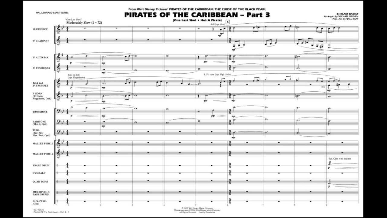 Pirates of the Caribbean - Part 3 by Klaus Badelt/arr. Michael Brown