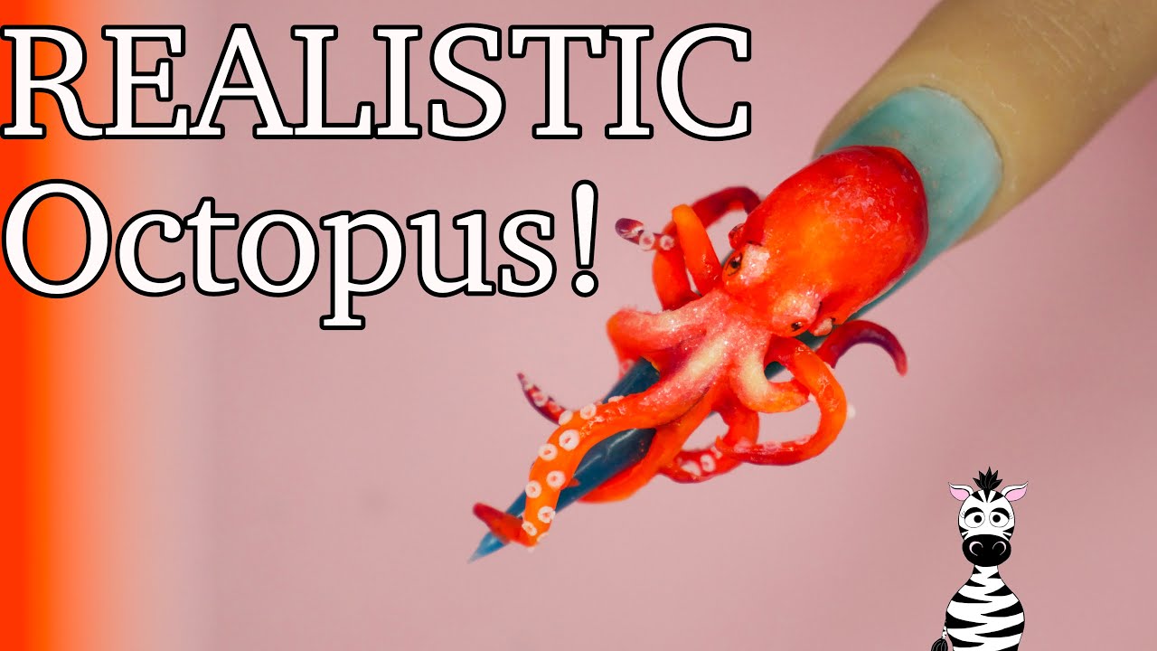 An Octopus is Hugging My Nail! Acrylic Nail Art Tutorial